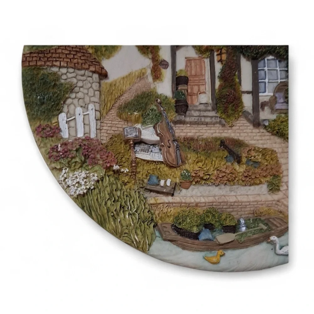 Vintage 3D Decorative Plate,‎ Sunny 1996 Swiss Cottage Farm Country House